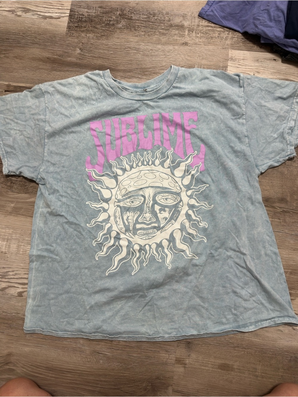 Sublime Band Tee - Light Blue with Pink & Cream Sun Graphic
